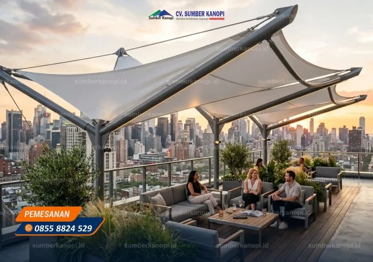 Inspirasi Rooftop Garden dengan Kanopi Membrane Kreatif