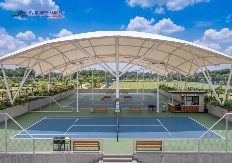 Desain Atap Membrane Unik untuk Lapangan Padel Modern