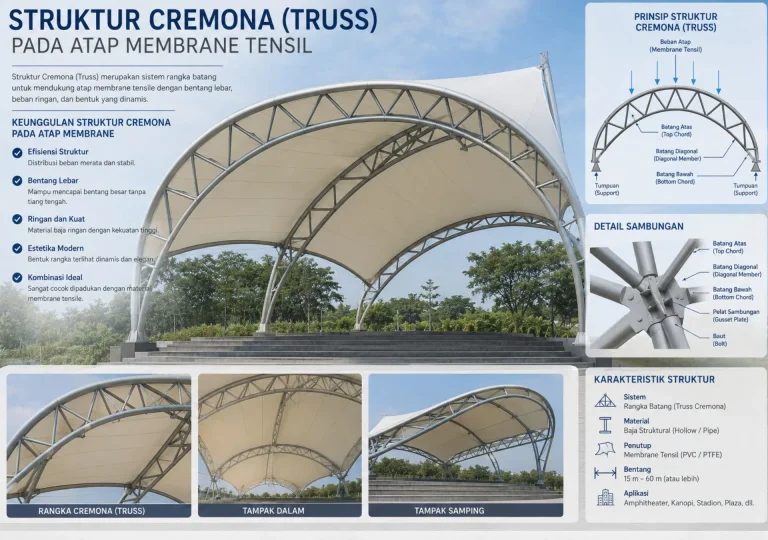 Bedah Tuntas Struktur Cremona (Truss) pada Atap Membrane Tensil